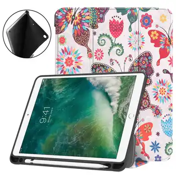 Magent Stāvēt Flip Ādas Gadījumā iPad 9.7 collu līdz 2017. ar zīmuli turētāja Vāciņš iPad 9.7 2018 collu Tablete gadījumā + filmu Pildspalvu