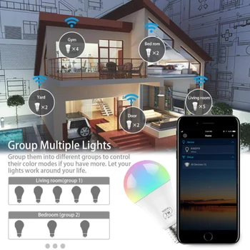 Magic E27 7W RGB WIFI Led Smart Spuldzes Slēdzis Gaismas Bezvadu Mājas Automatizācijas Lampas , 85-265V spuldzes Saderīgs ar ALexa, Google Home