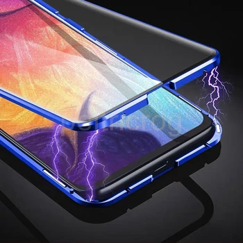 Magnētiskais Metāla Case For Samsung Galaxy Note 20 Ultra 10 Pro 8 9 S9 S10 S8 S20 Plus A10 A50 A51 A70 A71 Dubultā Sānu Stikla Vāks