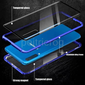 Magnētiskais Metāla Case For Samsung Galaxy Note 20 Ultra 10 Pro 8 9 S9 S10 S8 S20 Plus A10 A50 A51 A70 A71 Dubultā Sānu Stikla Vāks