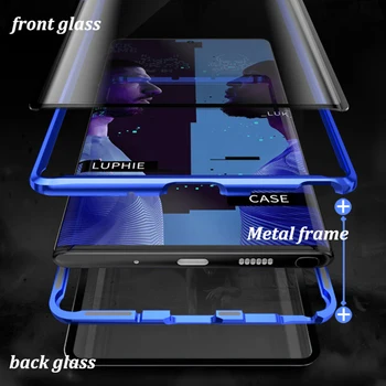 Magnētiskā Dubultā Stikla Case For Samsung Galaxy A51 A71 S20 Ultra, Ņemiet Vērā, 10 Lite A70 A50 A40 A31 S8 S9 Plus S10e A30 A20s A11 Vāciņu