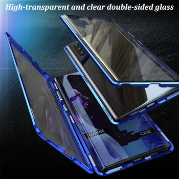 Magnētiskā Dubultā Stikla Case For Samsung Galaxy A51 A71 S20 Ultra, Ņemiet Vērā, 10 Lite A70 A50 A40 A31 S8 S9 Plus S10e A30 A20s A11 Vāciņu