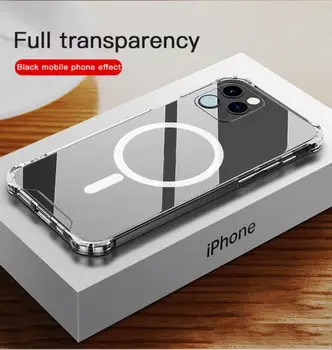 Magnētiskā Tālrunis Lietā Par iPhone 12 TPU + PC Pārredzamu Gadījumā Aizsardzības gadījumā iPhone12 Pro Max Telefonu Gadījumā seguma
