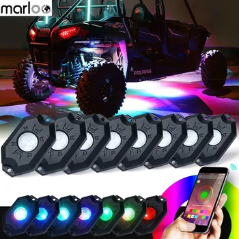 Marloo 8 Pākstis RGB LED Rock Lukturi ar Bluetooth Kontrolieris Tālvadības Multicolor Neona LED Light Komplekts Laika Mūzikas Režīmā Mirgo