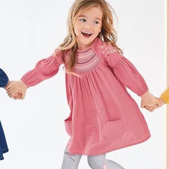 Maz maven bērniem meiteņu modes zīmola rudens bērns meiteņu drēbes, drapēti kleita Kokvilnas kabatas toddler meitene kleitas S0507