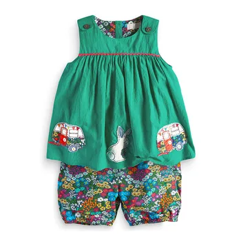 Maz maven meitenes Trušu Izšuvumi Toddler Vasaras Bērnu Meiteņu Apģērba Komplekts Bērniem Tērps Boutique Apģērbu Komplekti Bērniem