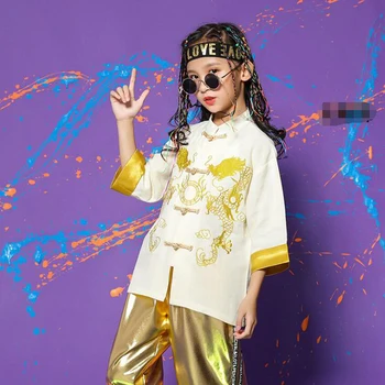Mazulis Atdzist Sequin Ķīnas Hip Hop Apģērbs ar Īsām Piedurknēm Krekls Top Brīvs Gadījuma Bikses Meitene, Zēns, Džeza Deju Tērpu, ko Drēbes Valkāt