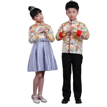 Mazulis Ķīnas kleitu no Tang Dinastijas Ķīniešu jaunais gads, tradicionālo apģērbu HanFu kostīms bērniem, zēns, meitene Pūķis apģērbi