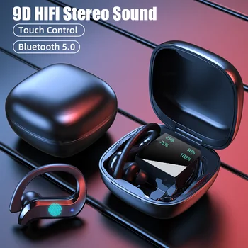 MD03 TWS BT5.0 Austiņām ausu āķi,Touch Control Bezvadu Austiņu 9D Stereo Sporta Ūdensizturīgs Earbuds, Austiņas Ar Mikrofonu