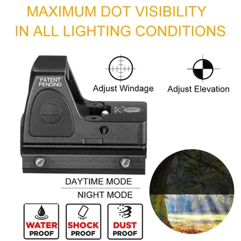 Medību Gloks Optisko Mikro Reflekss Red Dot Sight darbības Joma Riflescope Regulējamu Spilgtumu Šautene Jomu Airsoft Optika Redzes jaunas