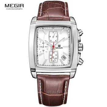 Megir modes gadījuma militārā chronograph kvarca pulksteņu vīriešiem luksusa ūdensizturīgs analog ādas rokas pulksteni cilvēks bezmaksas piegāde 2028