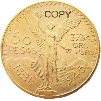Meksika 1945 Zelta Pārklājumu 50 Peso Zelta Pārklājumu kopēt monētas