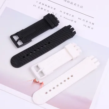 Melna balta niršanas 20mm*24mm ūdensizturīgs Silikona Gumijas vilnis modelis Watchband Par Swatch Jostas Gumijas Skatīties Joslā, Siksnas, Instrumenti,