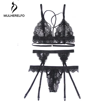 Melnas Mežģīnes Lingeries Uzstādīt Sexy Caurspīdīgs Intimates Apakšveļa Sleepwear Modes Mežģīņu Krūšturis Sievietēm Biksītes Gartet Iestatīt Karstā Jauns