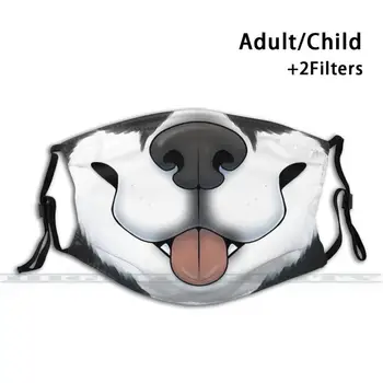 Melns Husky Suņu Modes Drukāt Atkārtoti Smieklīgi Pm2.5 Filtru Mutes, Sejas Maska Suņa Kucēns, Kucēnu Husky Suņiem, Dzīvnieku Veterinārārsts