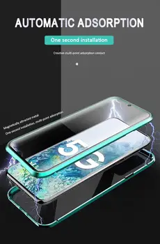 Metāla Magnētiskās Telefonu Gadījumā Samsung S20 Plus S20 Ultra Double-sided, Rūdīta Stikla Vāks Samsung S20 S20 Ultra