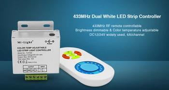 Mi.Gaismas FUT040 DC12V DC24V 433MHz Dual White LED Lentes Kontrolieris Spilgtumu apgaismojuma regulēšanu, Krāsu temperatūras regulēšana led lentes
