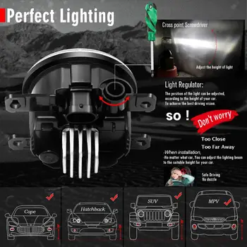 Miglas lukturi Montāža H11 Auto LED Objektīvs Miglas Lukturi Dienas Gaismas lukturi 30W 8000LM 12V Uz Peugeot 308 2013 2016 2017 2018