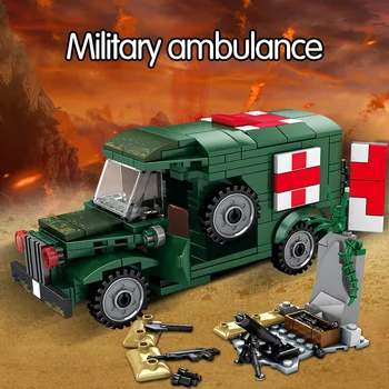 Militāro FT17 Tvertne neatliekamās medicīniskās palīdzības Celtniecības Bloki WW2 Auto Karavīrs Skaitļi Ķieģeļi Nosaka Izglītības Rotaļlietas Bērniem Zēni