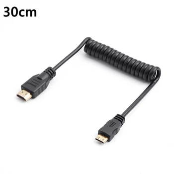Mini & Micro HDMI uz HDMI pavasara kabeļu īsu kabeli SLR fotokameras displejs HD kabeli 4K 30P versija 1.4