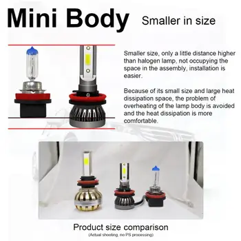 MINI H4 LED Lukturu Spuldzes Conversion Kit White 90W 12000LM 6000K Aizstāt Hedlight Piederumi Spuldzes(LED)
