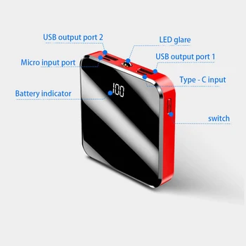 Mini Power Bank 20000mAh Ārējo Akumulatoru Dual USB LED Displejs Poverbank Par Xiaomi mi Jaudas bankai iPhone, Samsung Note10 plus
