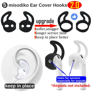 Misodiko Airpods Piederumi, Komplekti-silikona gaisa pākstis gadījumā vāks+ airpod Pounch+ skatīties joslas turētājs+ Siksna+ earpods austiņas ear bud āķi
