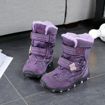 Modes 1pair Ziemā Silti Sniega Zābaki, Ūdensnecaurlaidīgi Slēpošanas Bērni Boot meitene Kazlēnu Ādas Boot