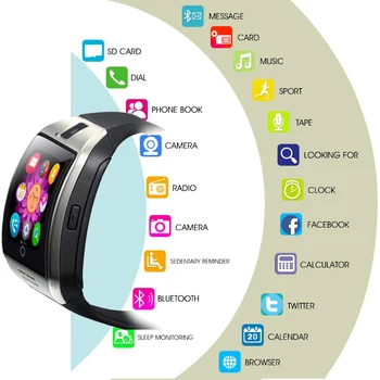 Modes 2020. gadam Viedā Skatīties Ar Kameru, Q18 Bluetooth Smartwatch SIM TF Kartes Slots Fitnesa Aktivitātes Tracker Sporta Skatīties Android