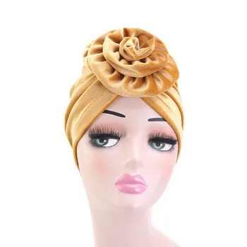 Modes 3D Ziedu Samta Vienkāršā Hijab Klp Sievietēm Musulmaņu Turban Cepuri Islāma Šalle Turban Silts galvas apsējs Cepuri Dāma, Matu Aksesuāri
