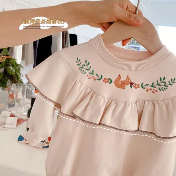 Modes Baby Meiteņu Drēbes Pavasara Rudens Kokvilnas garām Piedurknēm Bodysuit Bērnu Jumpsuit Tērpiem Jaundzimušo un Zīdaiņu Drēbju 0-24M