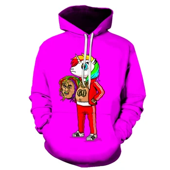 Modes Gooba 6ix9ine vīriešiem, hoodies 3d drukas Rudens ziemas sporta Krekls Vīriešiem hip-hop apģērbu Reperis ikdienas pelēkā vārna lielgabarīta hoody