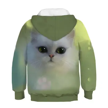 Modes Gudrs Kaķis Kaķēns 3D Meitene pelēkā vārna Bērniem sporta Krekls Girls Karikatūra Jauki Kaķi pelēkā vārna Zēni Hoodies Gadījuma Bērniem Streetwear