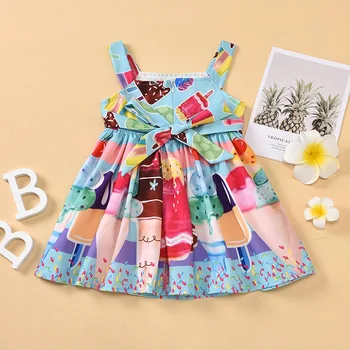 Modes meitenēm vasaras piedurknēm drukāt pusgarās kleitas toddler bērniem, baby meitene puse drēbes bērniem kleita 6M-4Y