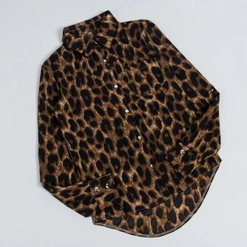 Modes Sexy Čūskas Ādas Leopards Drukāt Blūze Sievietēm Elegantu V-Kakla Zaudēt Ilgtermiņa Piedurkne Krekli, Topi Gadījuma Streetwear