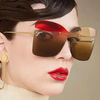 Modes Unikālo Saulesbrilles Sieviešu Jauns Lielgabarīta Slīpums Vīriešiem Toņos Brilles Luksusa Zīmolu Metāla Kniežu Tendence Sieviešu Briļļu