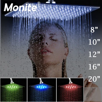 Monite 8 10 12 16 20 24 Collu LED Lietus Dušas Galvas B8136 Nerūsējošā Tērauda Lietus Dušas Galvas Vannas istaba Ultra-plānas Dušas Galvas
