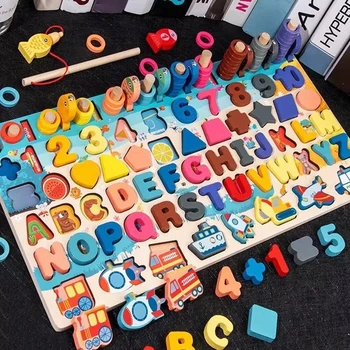 Montessori Izglītojošas Koka Rotaļlietas Bērniem, Valdes Matemātikas Zvejas Skaits Numurus Matching Digitālo Agrīnās Izglītības Rotaļlieta
