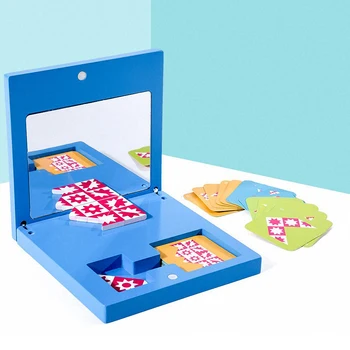 Montessori Koka Spogulis Attēlu Puzzle Bērni Bērnu Izglītības Maņu Rotaļlietas Bērnudārza Mācību Didaktiskie Ģeometriskā Matemātikas Rotaļlietas