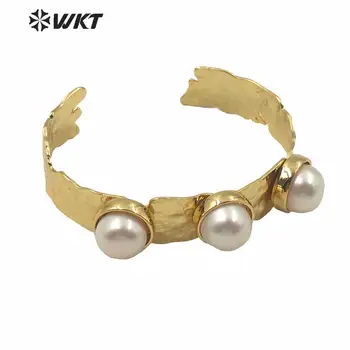 MPB018 Vairumtirdzniecības triple pērles nelegālo zelta elelctroplated aproces rokassprādze jo regulējams izmērs modes sieviešu pērļu rokassprādze