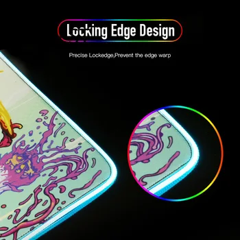 MRG Anime Rick Lielu Datoru Prefessional Spēļu Gumijas peles paliktnis LED RGB Standarta USB Apgaismojums par Csgo