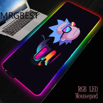 MRG Anime Rick Lielu Datoru Prefessional Spēļu Gumijas peles paliktnis LED RGB Standarta USB Apgaismojums par Csgo