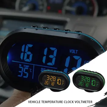 Multi-function Transportlīdzekļa Automašīnas Temperatūras Pulkstenis Voltmetrs Auto Termometrs Elektronisko Pulksteni Auto Nakts Gaisma Pulkstenis Piegādēm 2 Krāsas