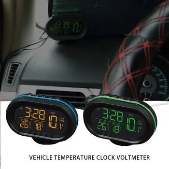 Multi-function Transportlīdzekļa Automašīnas Temperatūras Pulkstenis Voltmetrs Auto Termometrs Elektronisko Pulksteni Auto Nakts Gaisma Pulkstenis Piegādēm 2 Krāsas