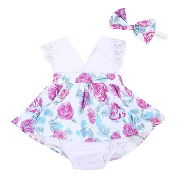 MUMS Toddler Bērniem, Baby Meiteņu Drēbes Māsa Matching Ziedu Jumpsuit Romper Kleita Tērpiem 0-7T