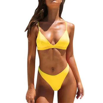 MUQGEW 2020. gadam Vidū Vidukļa Jauno Vasaras Sieviešu Divi Gabali Bikini Komplekts Cieto Augstas Kvalitātes Polsterēta Push Up Peldkostīmi, Brazīlijas Bikini #1210