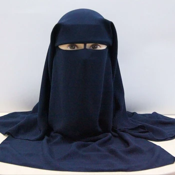 Musulmaņu galvas apsējs Šalle Islāma 3 slāņi Niqab Burqa Sunīti Hijab Klp Plīvurs Cepures Melnas Sejas Segtu Abaya Wrap Stila Galvas apsegu