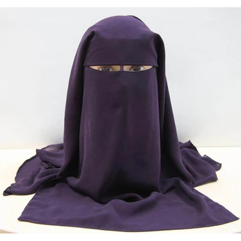 Musulmaņu galvas apsējs Šalle Islāma 3 slāņi Niqab Burqa Sunīti Hijab Klp Plīvurs Cepures Melnas Sejas Segtu Abaya Wrap Stila Galvas apsegu