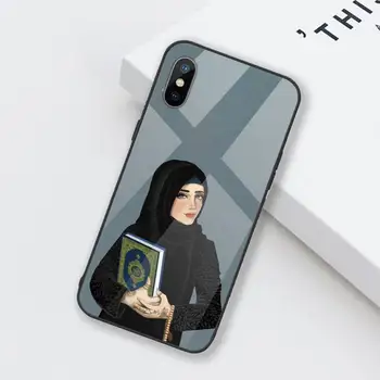Musulmaņu Islama Gril Acis arābu Hijab Meitene Telefonu Gadījumā Rūdīts stikls iphone 6S 6 7 8 plus X XS XR 11 12 mini PRO, MAX