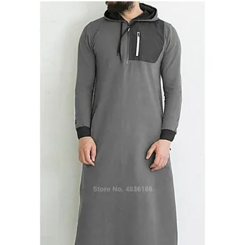 Musulmaņu Kleita Islāma Apģērbi Vīriešiem Pakistāna Drēbes, Saūda Arābija Hodded Apģērbu Dubaija Garām Piedurknēm Cietā Abaya Vīriešu Thobe Kaftan
